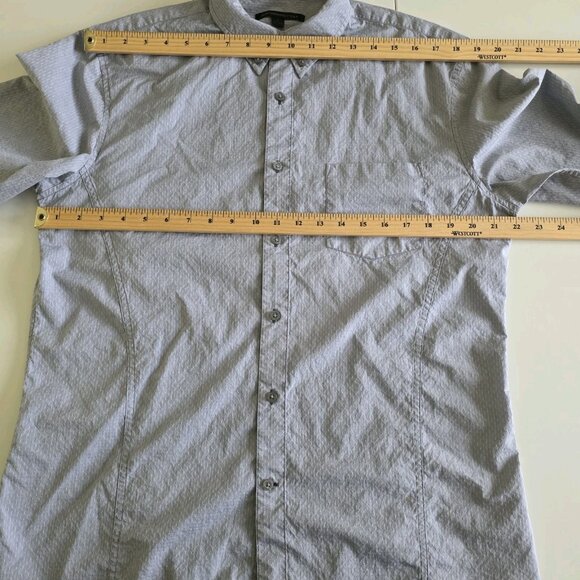 John Varvatos Shirt Mens L Gray Birds Eye LS Button Roll Up Tab Casual Preppy - Picture 5 of 16